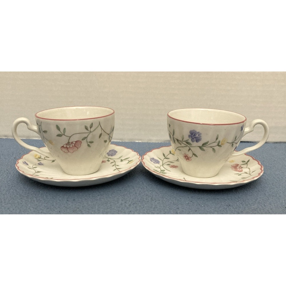 Johnson Brothers England Summer Chintz Tea Cups & Saucers - Set of 2